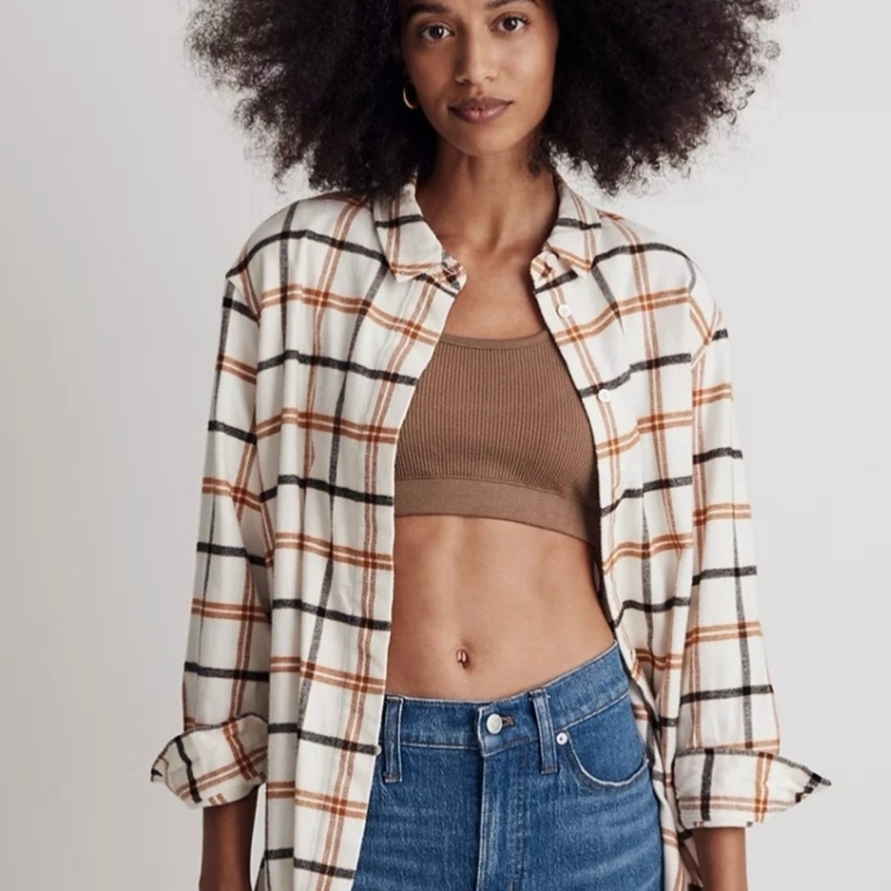Madewell Oversized Boyfriend Plaid Flannel Shirt